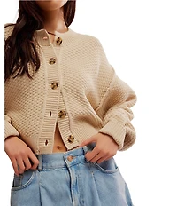 Free People Lila Textured Knit Button Front Long Sleeve Cardigan