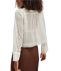 Free People Long Sleeve Evermore Scoop Neck Long Sleeve Lace Top