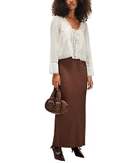 Free People Long Sleeve Evermore Scoop Neck Long Sleeve Lace Top