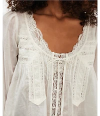 Free People Long Sleeve Evermore Scoop Neck Long Sleeve Lace Top