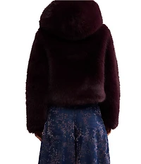 Free People Louder Please Faux Fur Hooded Long Sleeve Cropped Jacket