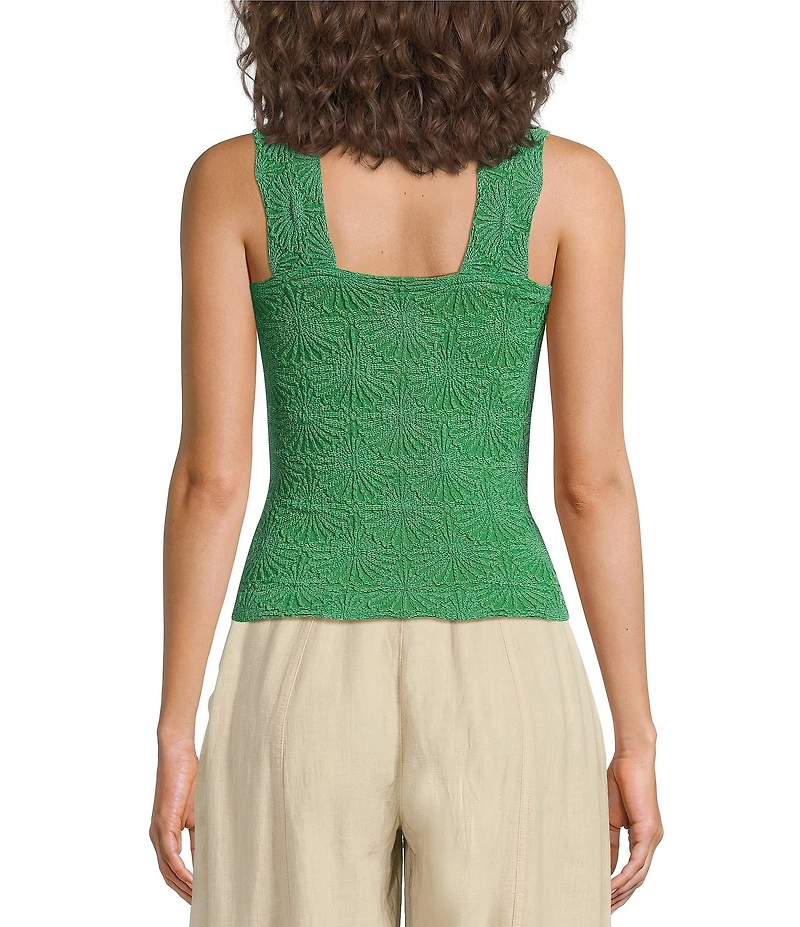 Free People Love Letter Jacquard Floral Square Neck Sleeveless Wide Strap Cami Top