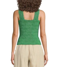 Free People Love Letter Jacquard Floral Square Neck Sleeveless Wide Strap Cami Top