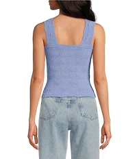 Free People Love Letter Jacquard Floral Square Neck Sleeveless Wide Strap Cami Top