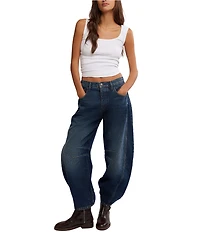 Free People We The Free Good Luck Mid-Rise Wide Leg Barrel Jeans