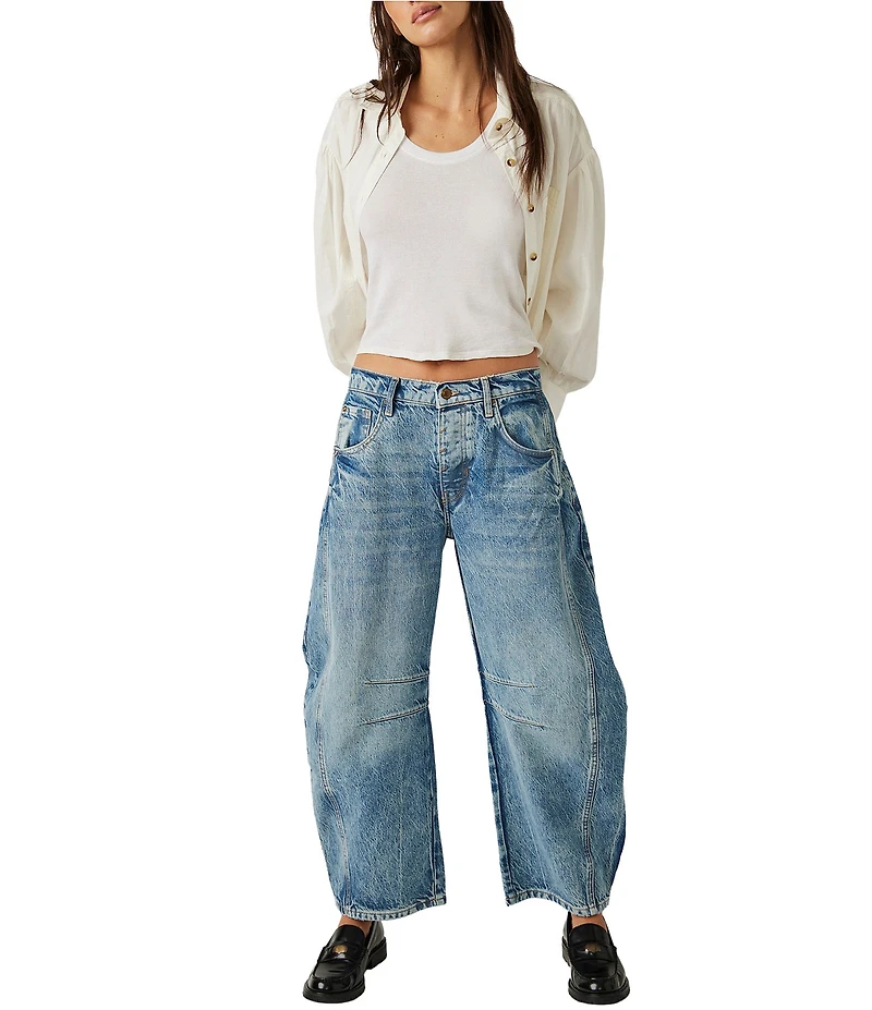 Free People We The Free Good Luck Mid-Rise Wide Leg Barrel Jeans