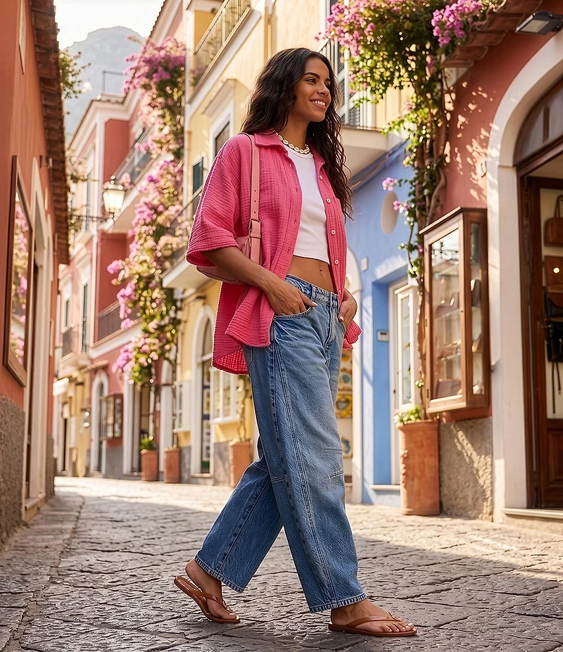 Free People We The Free Good Luck Mid Rise Wide Leg Barrel Jeans
