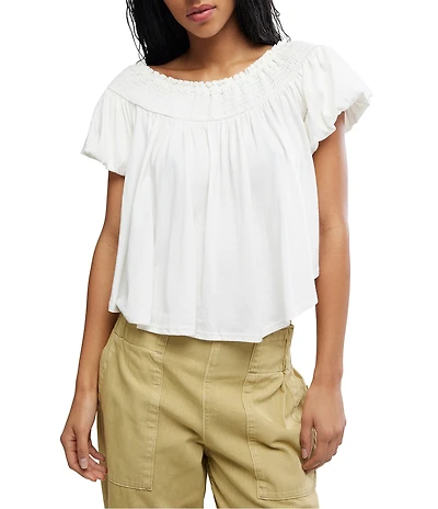 Free People Mabel Off-the-Shoulder Short Sleeve Knit Top