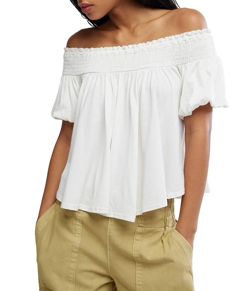 Free People Mabel Off-the-Shoulder Short Sleeve Knit Top