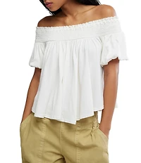 Free People Mabel Off-the-Shoulder Short Sleeve Knit Top