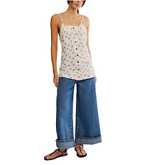 Free People Maddie Floral Printed Scoop Neck Sleeveless Low Back Tunic