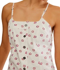 Free People Maddie Floral Printed Scoop Neck Sleeveless Low Back Tunic