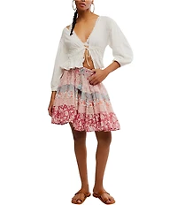 Free People Many Layers Mixed Floral Print Low Rise Tiered Skirt