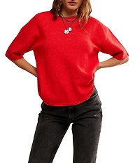 Free People Margot Crewneck Short Sleeve Sweater Top