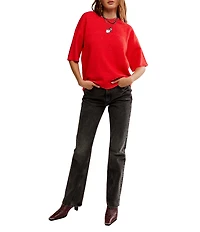 Free People Margot Crewneck Short Sleeve Sweater Top