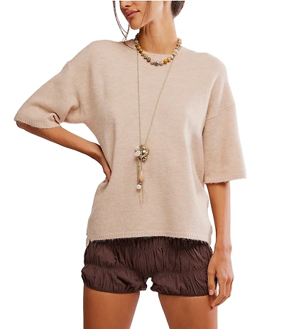 Free People Margot Crewneck Short Sleeve Sweater Top