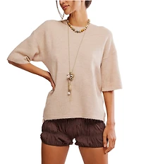 Free People Margot Crewneck Short Sleeve Sweater Top