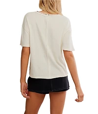 Free People Merry Christmas Scoop Neck Short Sleeve Puppy Graphic Tee