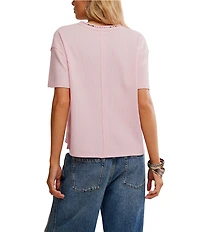 Free People Merry Meowy Christmas Scoop Neck Short Sleeve Kitten Graphic Tee