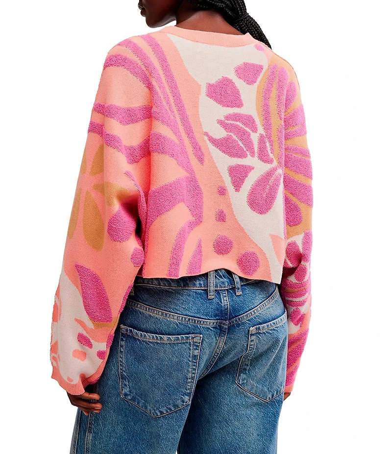 Free People Mia Floral Patterned Crew Neck Long Sleeve Pullover