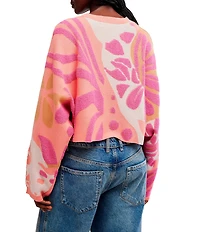 Free People Mia Floral Patterned Crew Neck Long Sleeve Pullover