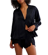 Free People Midnight Muse Woven Lace Trim Coordinating Sleep Shorts