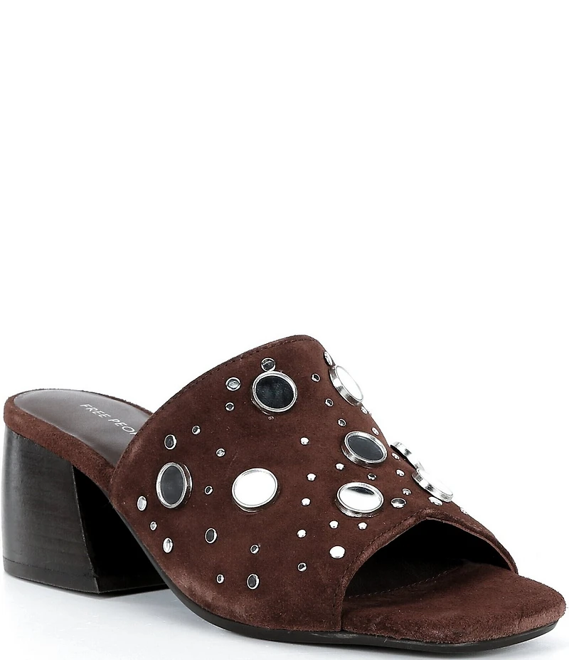 Free People Mirage Mirror Embellished Suede Slide Sandals