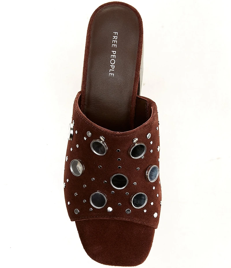 Free People Mirage Mirror Embellished Suede Slide Sandals
