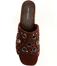 Free People Mirage Mirror Embellished Suede Slide Sandals