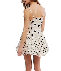 Free People Misty Mini Polka Dot Square Neck Sleeveless Bubble Hem Mini Dress