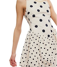 Free People Misty Mini Polka Dot Square Neck Sleeveless Bubble Hem Mini Dress