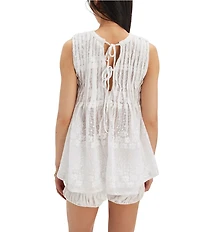 Free People Moon Magic Mesh Round Neck Sleeveless Tunic Top