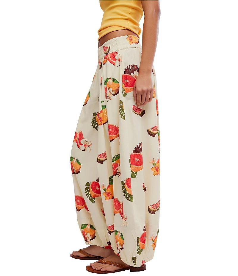 Free People Moonflower Fruit Printed Mid Rise Pull-On Balloon Pants