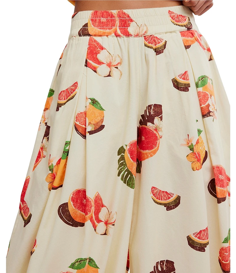 Free People Moonflower Fruit Printed Mid Rise Pull-On Balloon Pants