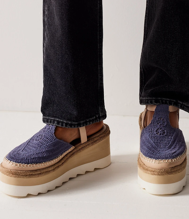 Free People Morning In Mykonos Crochet Platform Espadrille Wedges