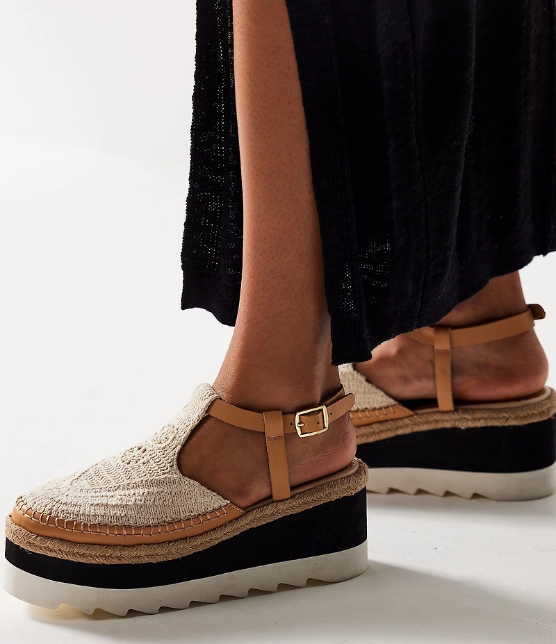 Free People Morning In Mykonos Crochet Platform Espadrille Wedges