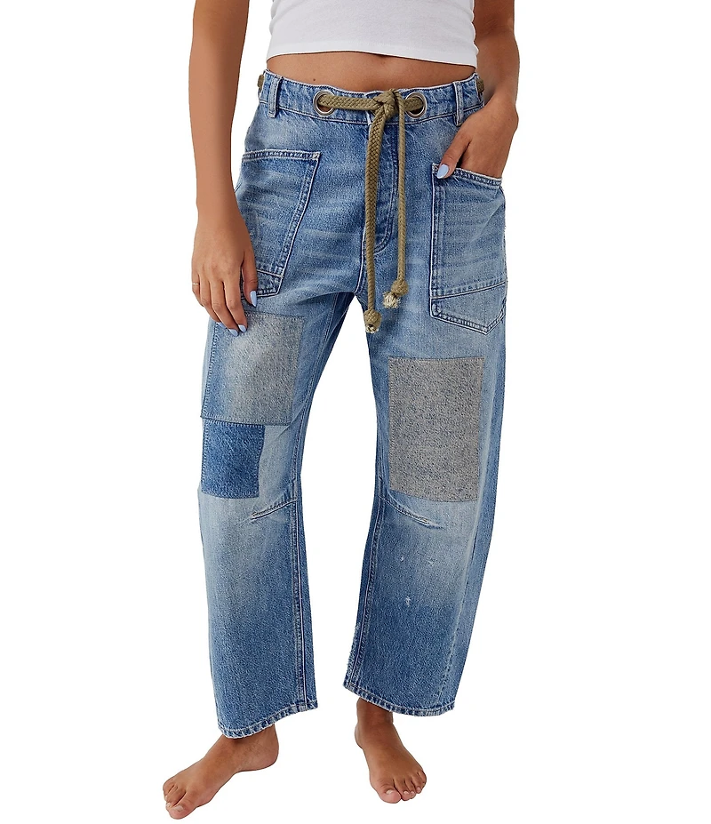 Free People Moxie Low Rise Pull-On Barrel Jeans