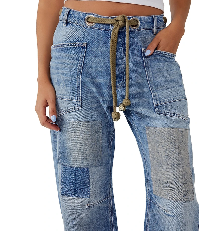 Free People Moxie Low Rise Pull-On Barrel Jeans