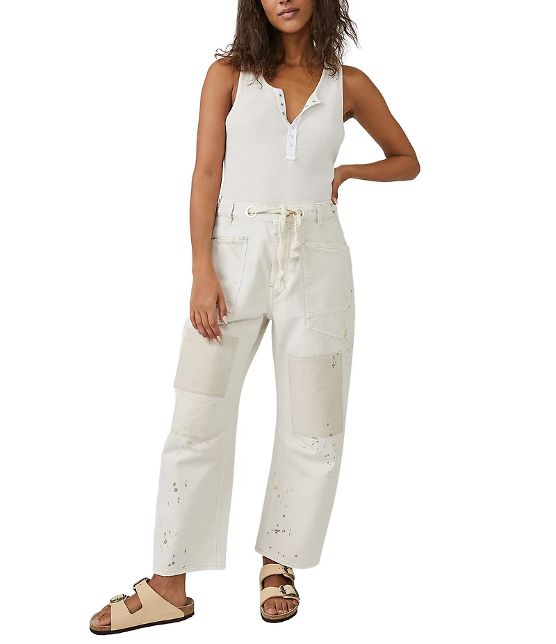 Free People Moxie Low Slung Pull-On Barrel Jeans