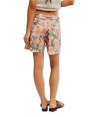Free People Moxie Printed Barrel Denim Shorts