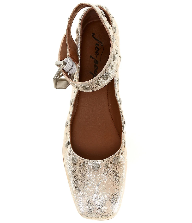 Free People Mystic Studded Leather Ankle Wrap Ballet Flats