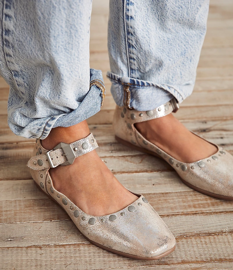 Free People Mystic Studded Leather Ankle Wrap Ballet Flats