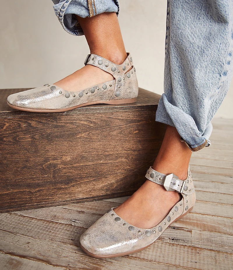 Free People Mystic Studded Leather Ankle Wrap Ballet Flats