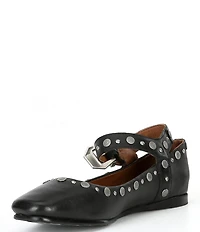 Free People Mystic Studded Leather Ankle Wrap Ballet Flats