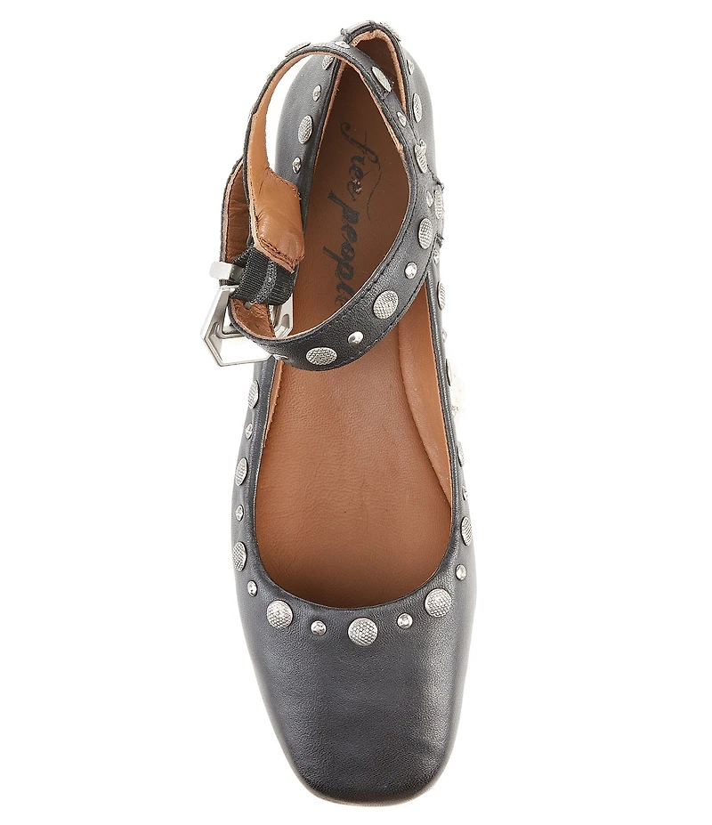 Free People Mystic Studded Leather Ankle Wrap Ballet Flats