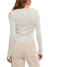 Free People Neria V-Neck Long Sleeve Exposed Seam Tee