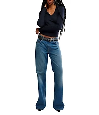 Free People Neria V-Neck Long Sleeve Exposed Seam Tee