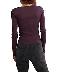 Free People Neria V-Neck Long Sleeve Exposed Seam Tee