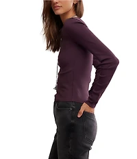 Free People Neria V-Neck Long Sleeve Exposed Seam Tee