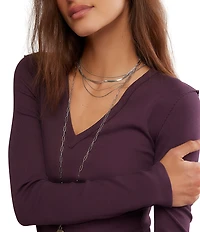 Free People Neria V-Neck Long Sleeve Exposed Seam Tee